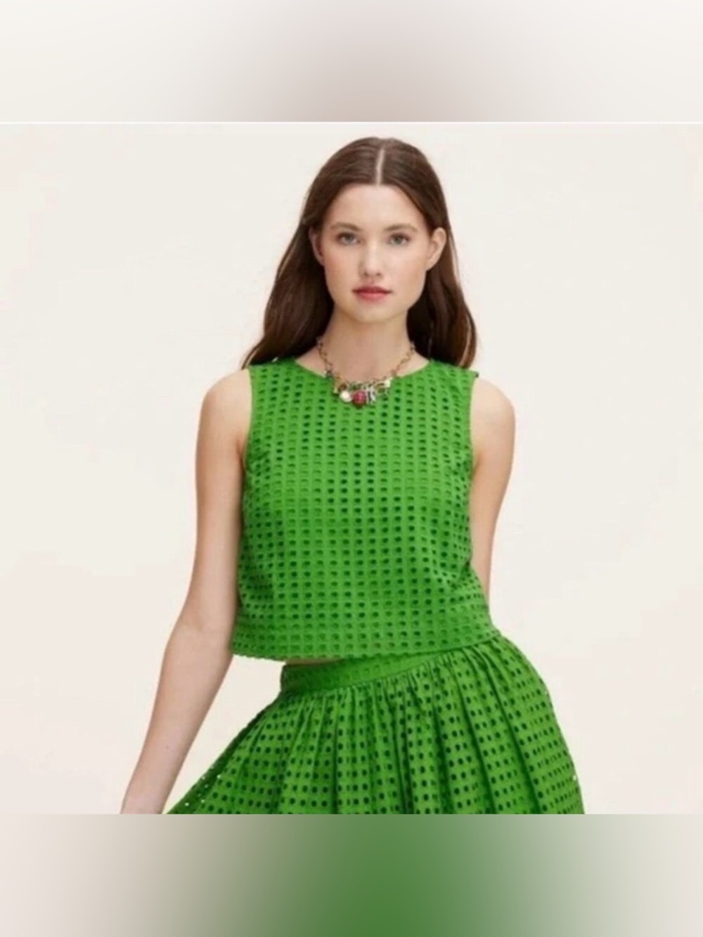 Kate Spade x Target Women's Green Eyelet Shell Tank Top